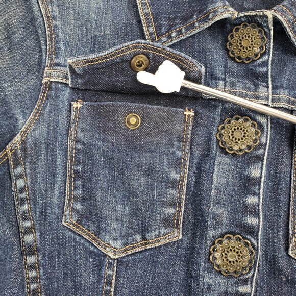 Harolds XS Blue Denim Jacket Vintage Jeans Fall Cotton Spandex Coat - Picture 9 of 16